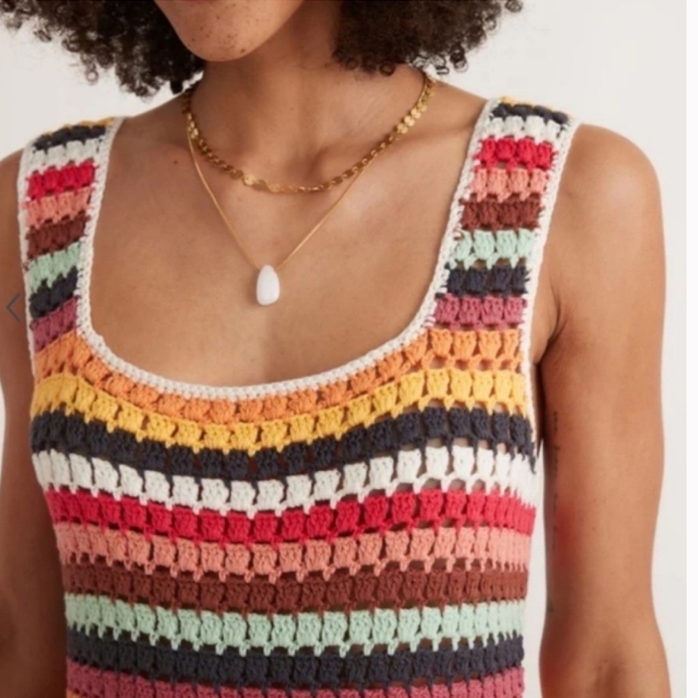 NWT Marine Layer Archive Fiona Crochet Dress Multi Stripe Size M